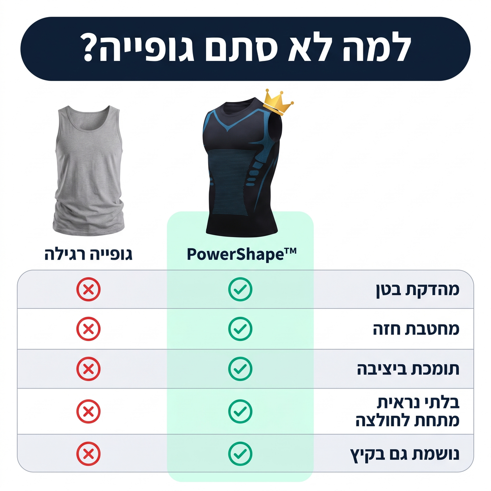 PowerShape™ — הגופייה המחטבת למראה רזה יותר מתחת לבגדים