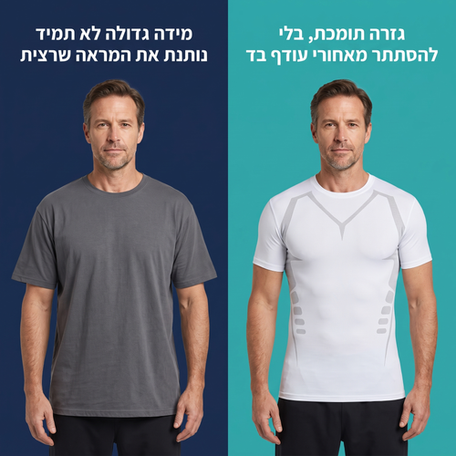 PowerShape™ — חולצת הטי המחטבת למראה אסוף יותר, בלי להוסיף שכבה